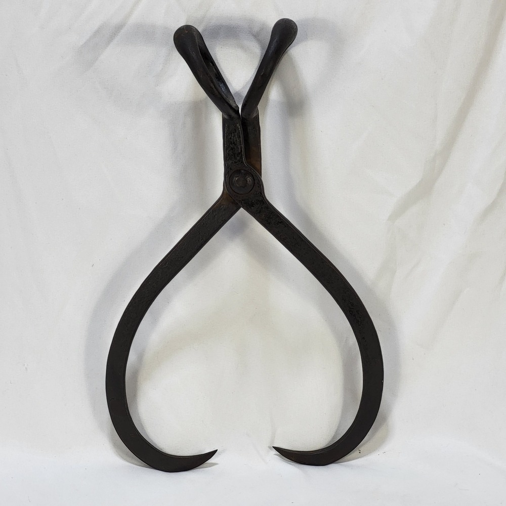 Antique Staatsburg NY Ice Block Tongs 17in Iron Ice Harvesting Tool Primitive - Picture 4 of 14